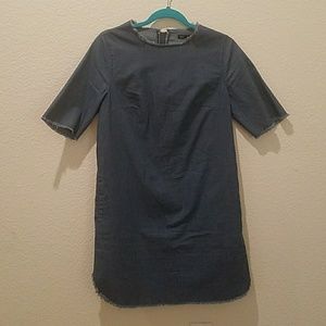 Raw hem denim shift dress